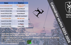 Calendrier des sorties 2025-2026