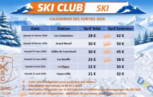 Calendrier des sorties 2026
