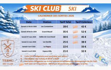Calendrier des sorties 2026